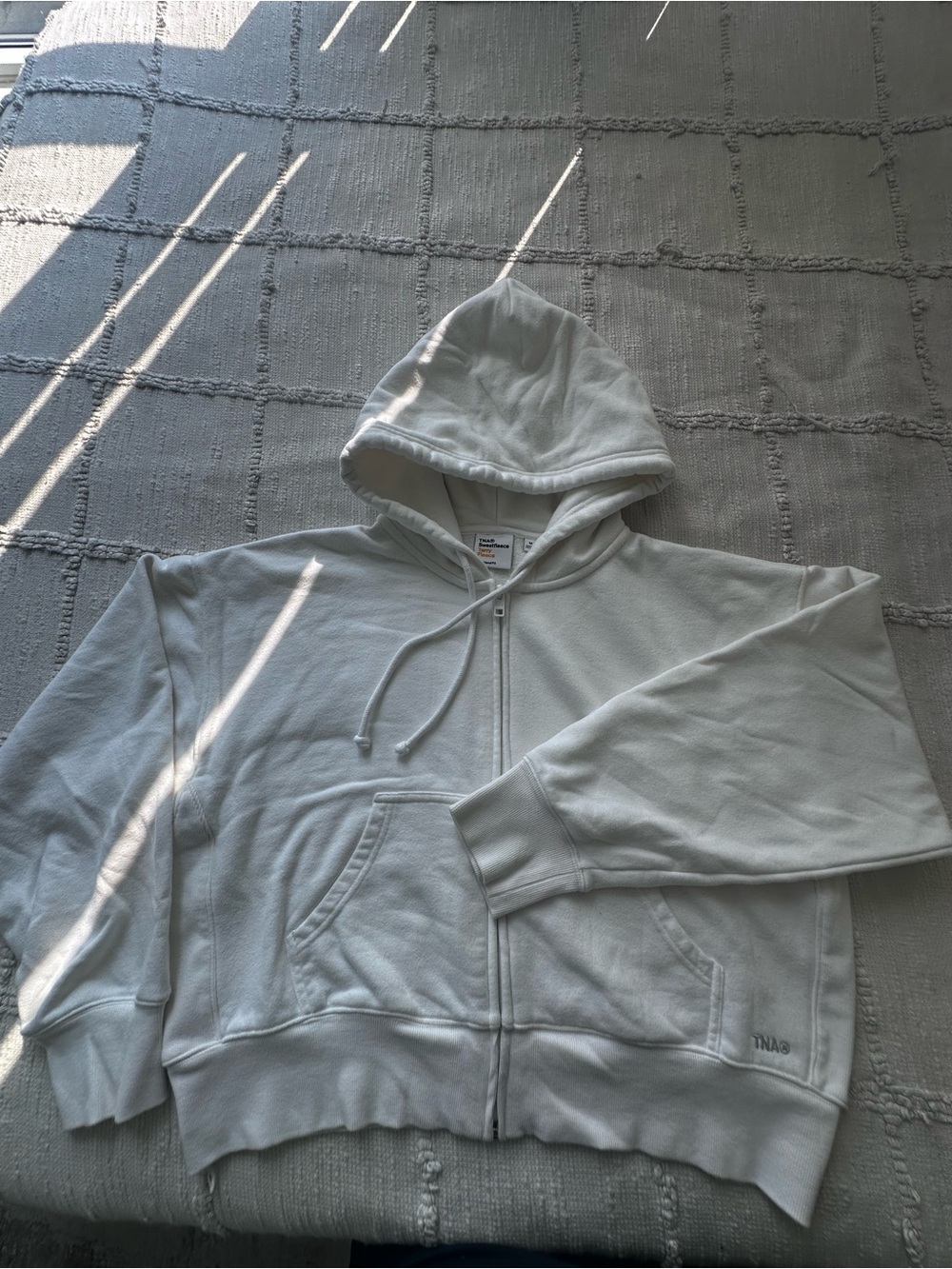 Aritzia TNA Sweatfleece Terry Fleece Cropped Boyfriend Zip Hoodie